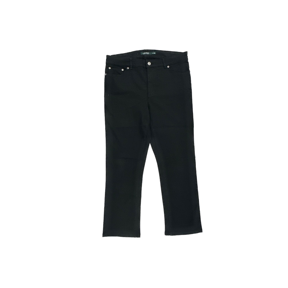 Lauren‎ Ralph Lauren Premier Straight Pants Womens 12 Black Stretch Hemmed